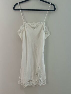 Victoria's Secret White Satin Lace Trim Slip